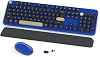 Links9+ Wireless Keyboard and Mouse Combos, Retro Keyboard and Mouse Wireless Full Size, 2.4Ghz Connection and Optical Mouse for Windows, Mac, PC, Laptop for Home and Office (Jewel Blue-Black)
