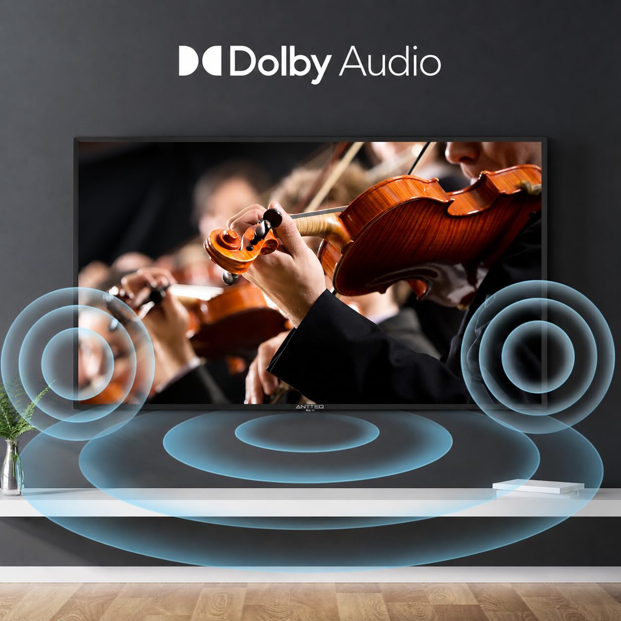 Antteq AG32H3 Smart TV 32 Zoll Bluetooth (Fernseher 80 cm) Android TV mit WLAN, Sprachassistent, Triple Tuner (DVB-C/S2/T2), Google Play Store (DAZN/Netflix/Prime Video), WiFi