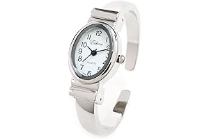 eikon Women's 5-6&quot; Oval Face Bangle Cuff Watch