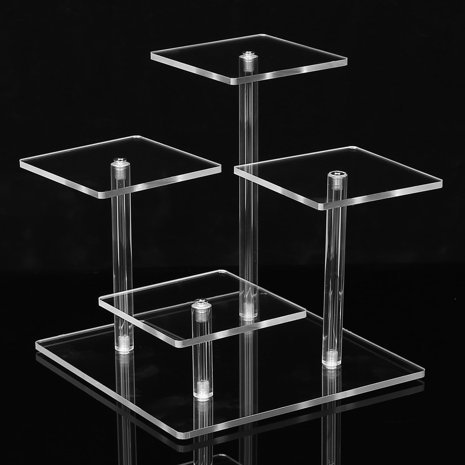 Espositore Acrilico Trasparente Alzate, 3 Livelli/4 Piastre Rialzato Espositori Trasparente per gioielli, dessert, cupcake, cosmetici, figure, collezioni, profumi
