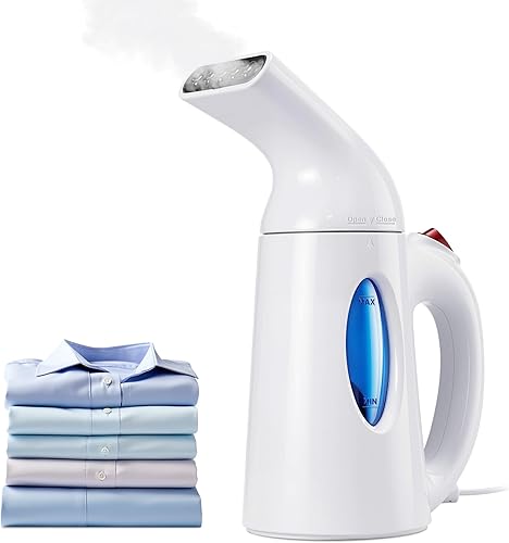 Steamer for Clothes, Travel Handheld Garment Steamer, Portable Clothes Steamer Remove Wrinkle,Ideal for ALL Fabrics,18 minutes Continuous Steam, One button Design, Easy to Use (Bright White)