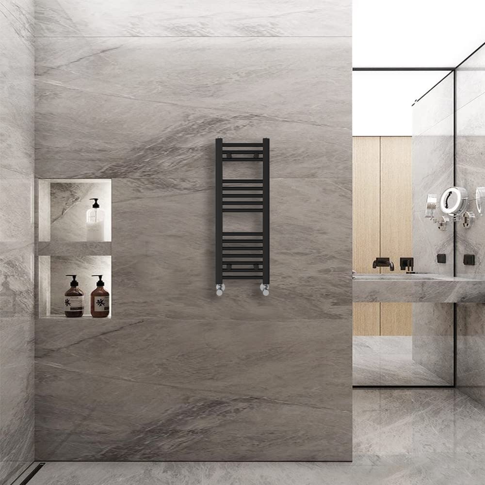 Warmehaus Black Straight Heated Towel Rail Radiator Ladder 800X300mm Central Heating Radiators For Bathroom Kitchen