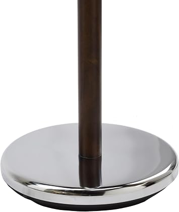 Proman Products Freestanding Modern Metal Coat Rack Tree Stand Organizer with 6 Wooden Hooks for Clothes, Bags, Jackets and Hats