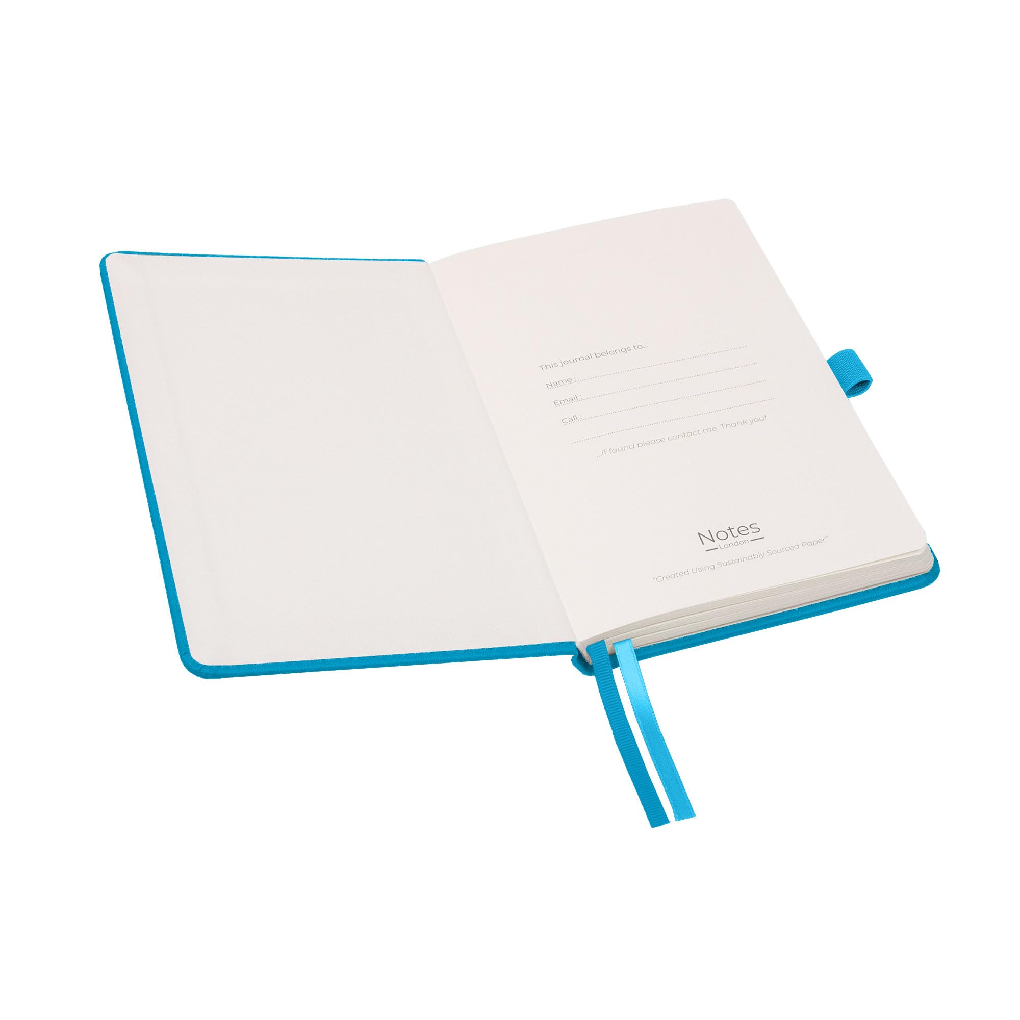 Notes London Luxury Italian style A5 Notebook with Stitched Hardcover, 100gsm Lined Numbered & Date Marked Pages, 2x Ribbons - Image 3