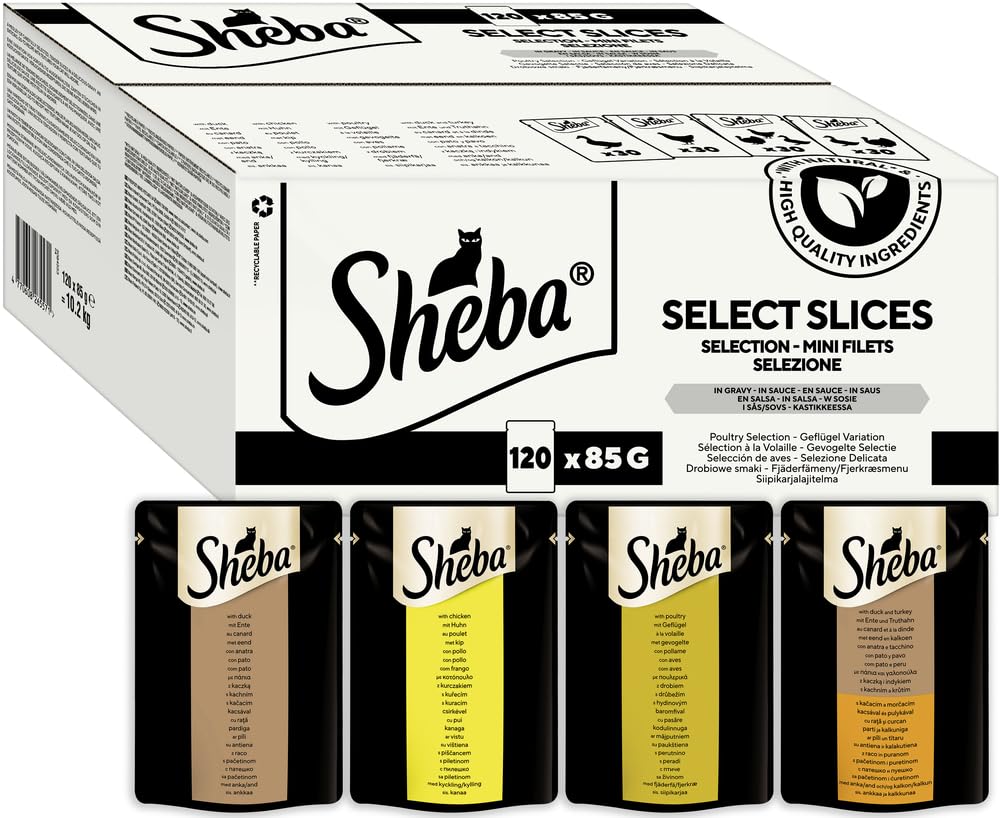 Sheba Selection Katzen Nassfutter im Portionsbeutel Geflügel Variation in Sauce Multipack 120x85g