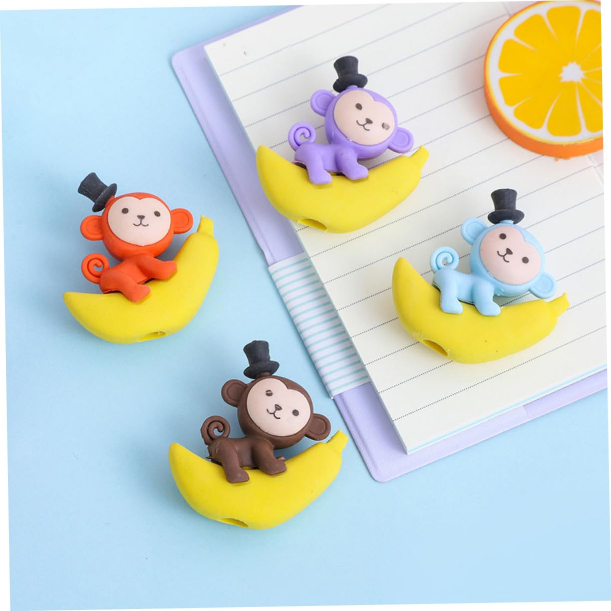 48 pezzi Gomme Banana Scimmia Colorate per Studenti da Cancellare Portatile Materiale Sicuro e Morbido Accessori Scolastici Divertenti e Pratici