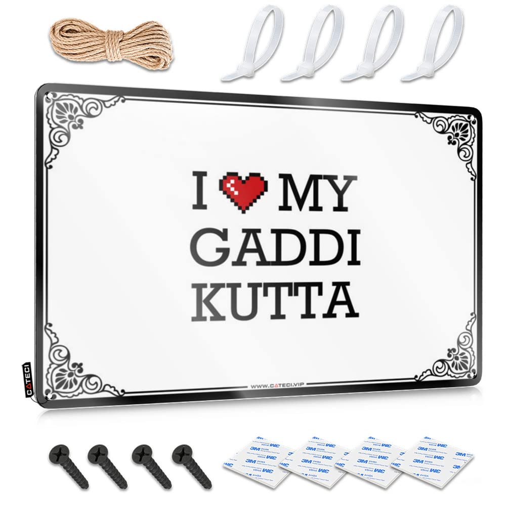 Funny Sign Housewarming Vintage Style | I Love My Gaddi Kutta Scandinavian Fun Home Decor(30X40CM)