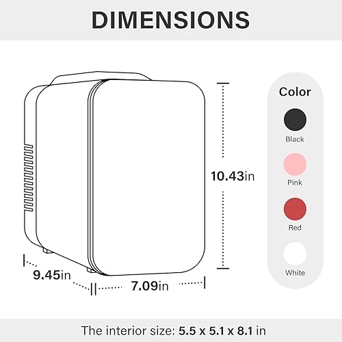 Miniatura 10 de YSSOA Mini refrigerador portátil de 4L para 6 latas, refrigeradores compactos para alimentos, bebidas, cuidado de la piel, escritorio de oficina,