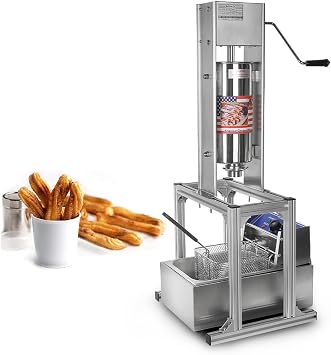 Commercial Maker Churros Machine,5L Stainless Steel Vertical Spanish Donut Churros Machine Maker Snack Equipment with 6L Electric Deep Fryer and Stand for Restaurant Home Use,220V