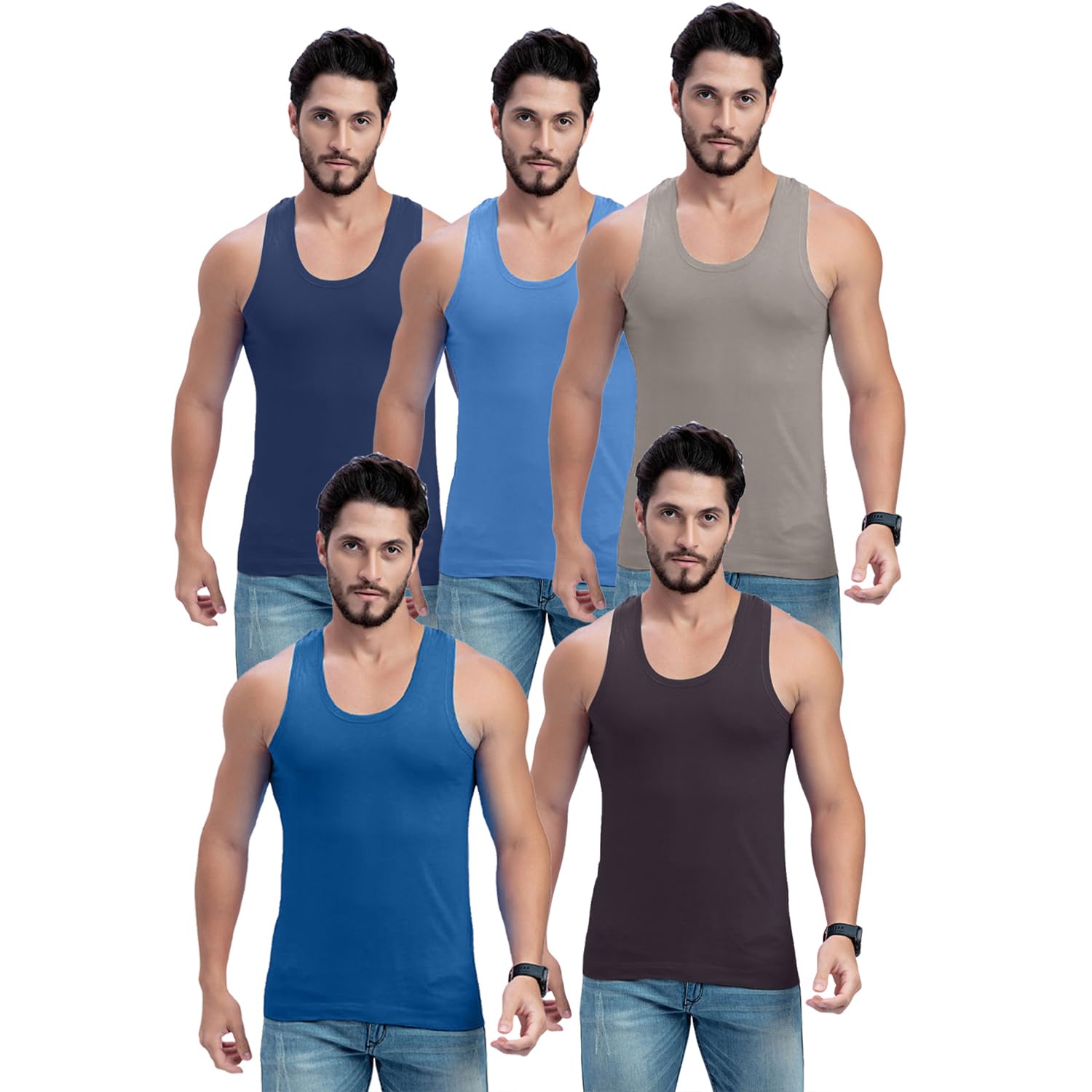 milton ( label) Men's RNS Vest | Sleeveless Innerwear | 100% Cotton Undershirt | Breathable & Comfortable Fit | Pack of 5-picture-22