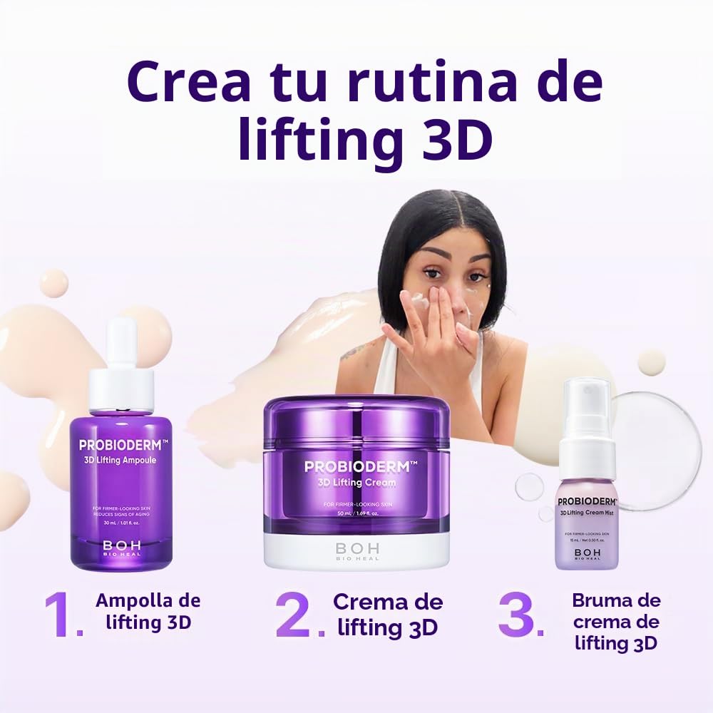 BIOHEAL BOH Probioderm 3D Lifting Face Care Kit | Crema hidratante facial nocturna antienvejecimiento, vial y spray facial de suero | Kit de cuidado facial coreano para reafirmar e hidratar | Set
