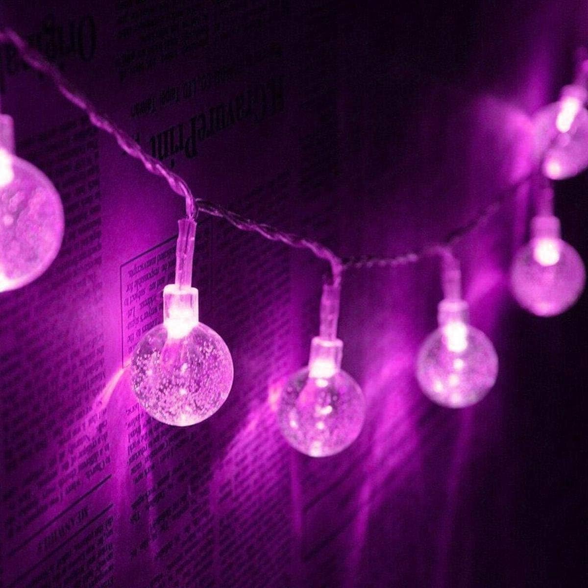 OKQYIMAQQ Solar Grobe Ball String Lights Outdoor, 22m 200LED Solar Ball String Lights Waterproof 8 Mode for Garden Yard (Pink)