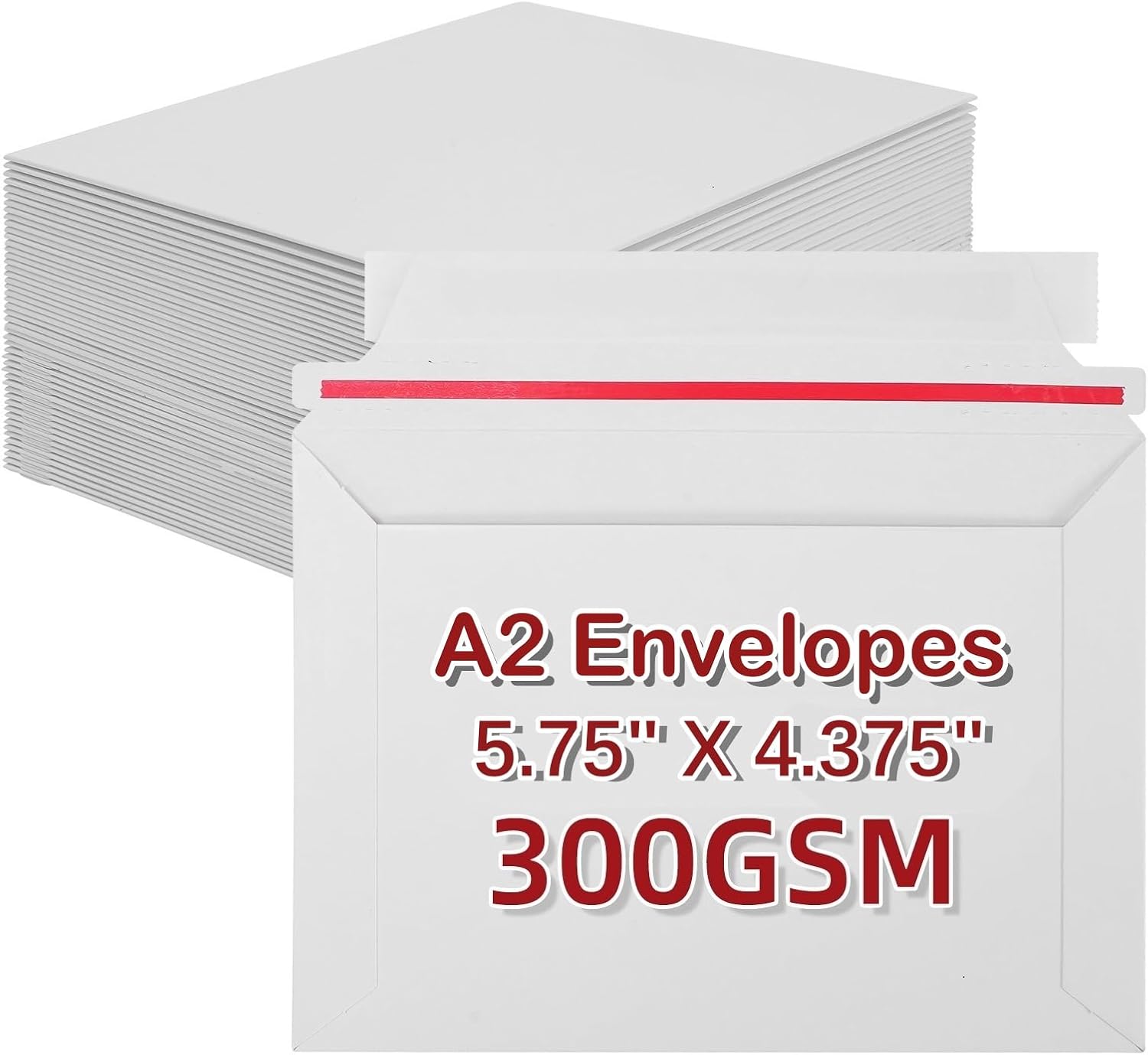 A2 Envelopes Thickened 300GSM White 100 Pack, 4-3/8" x 5-3/4" Rigid Self Seal Mailers, Stay Flat Envelope for Invitations, Photos, 4.25 x 5.5" Cards, Greeting Cards