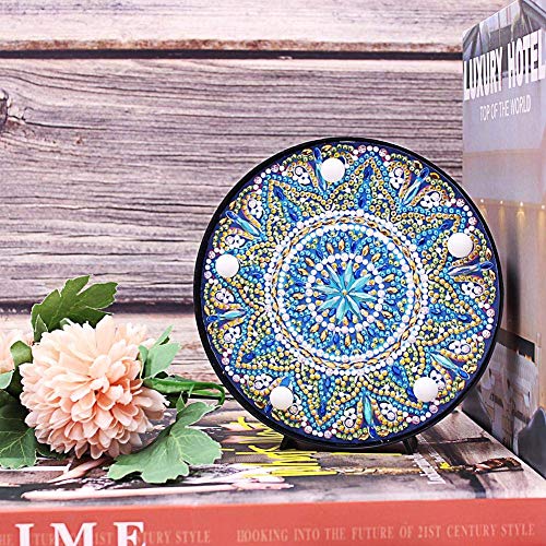 Diamond Painting Mandala with LED Lights DIY Special Shaped Full Drill Crystal Diamond Drawing Bedside Lamp for Home Decoration or Gifts-6x6in (Mandala-1)