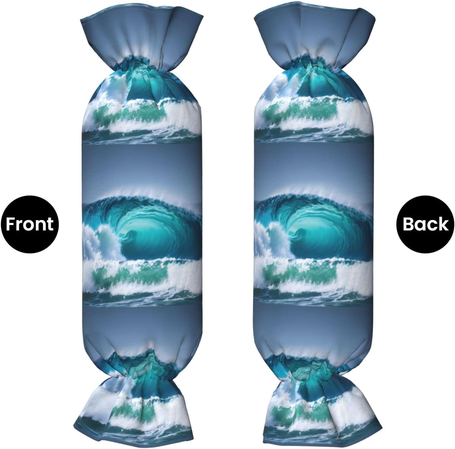 Ocean Wave Print Candy Cylindrical Eco-Friendly Pillow Soft Velvet Living Room Bedroom Travel Decor