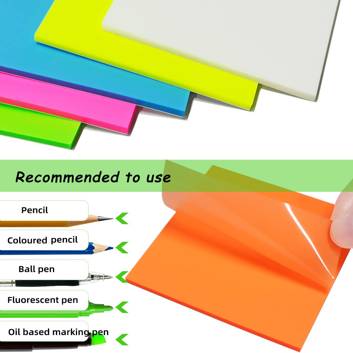 Lot De 1070 Notes Adhésives Transparentes - 7 Couleurs - 4 Tailles Différentes - Marque-pages Pour Livres, Organisation Bureau - 12