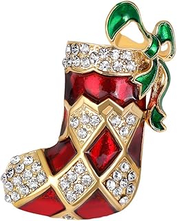 YAZILIND Rhinestone Christmas Stocking Brooch Pins Xmas Breastpin Corsage Women Girls Jewellery