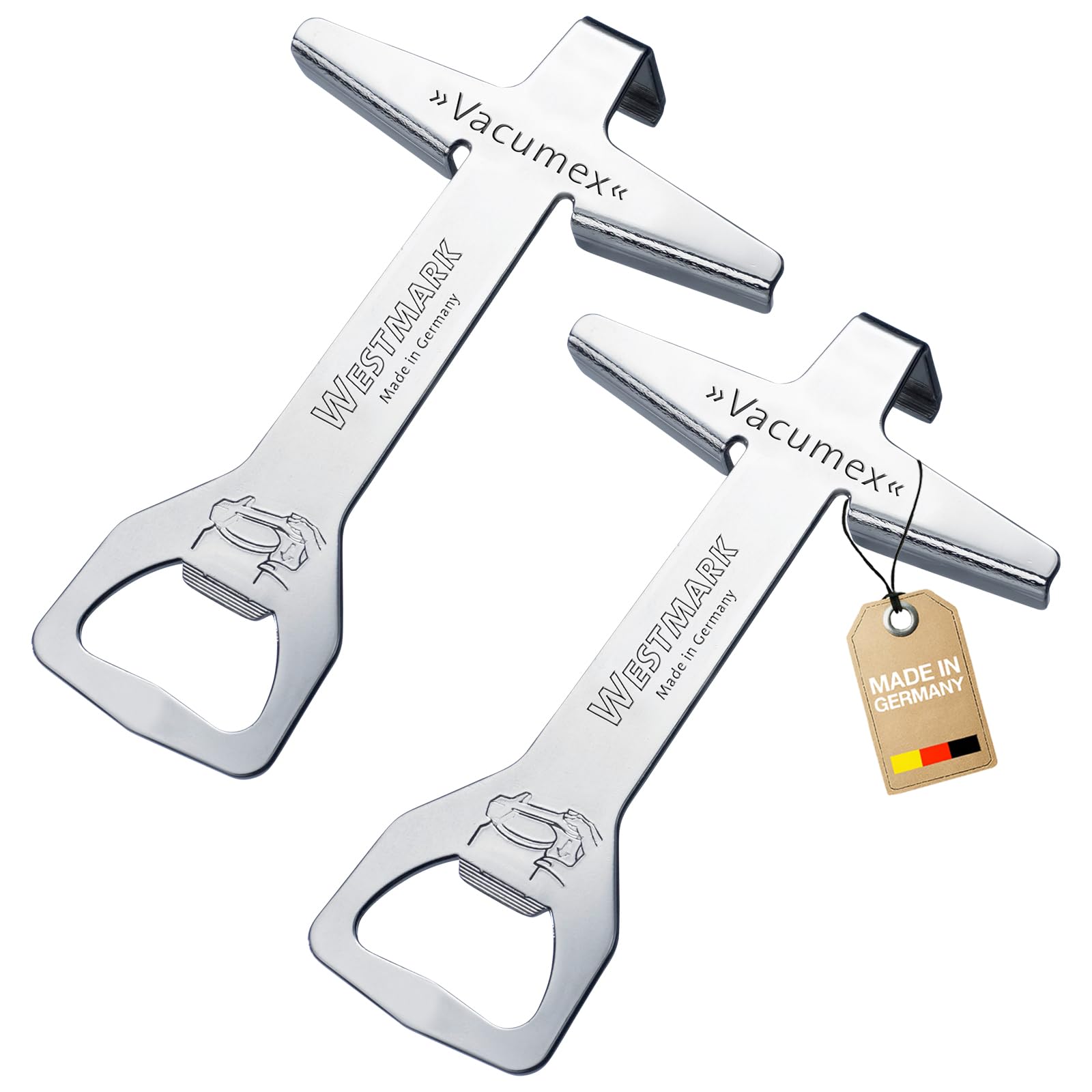 Westmark Silver 2 Practical Jar/Screw Cap Openers With Cap Lifter Bottle Opener – Ideal For Opening Screw Caps Or Crown Caps, Aid For Seniors In Everyday Life, 105622E3