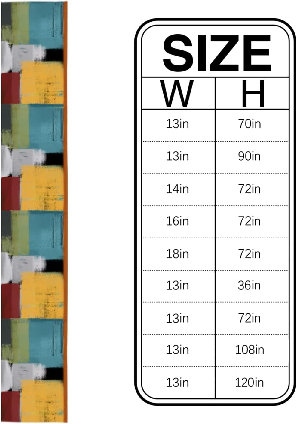 Turquoise Yellow Table Runner - 120 Inch Long Orange Oil Painting Modern Abstract Geometric Cotton and Linen Blended Dress Scarves Farmhouse Table Runner for Kitchen Dining, Coffee Table, 13" x 120"