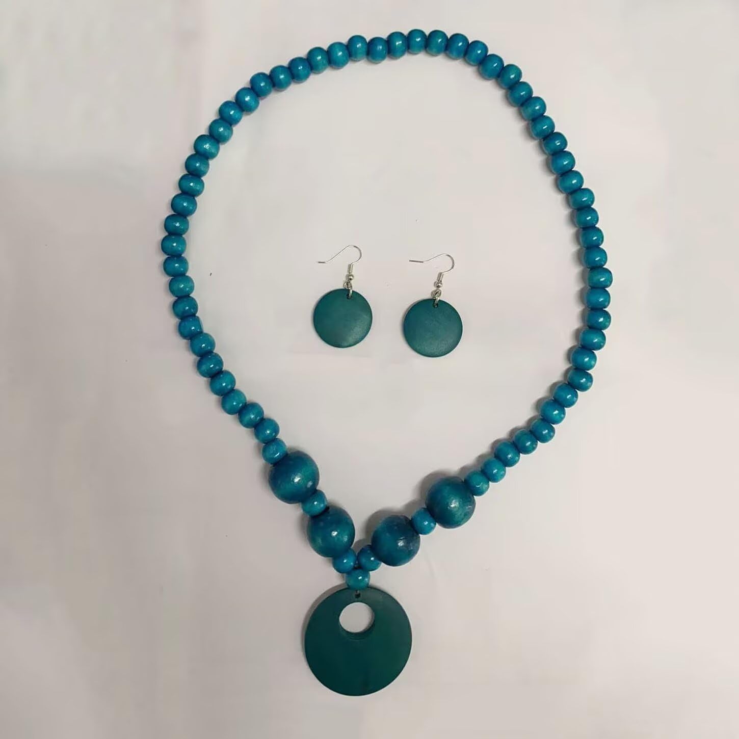 Bohemian Yellow Necklace Earrings Jewelry Set for Women Colorful Chunky Wood Beaded Choker Sweater Necklaces Earring Statement Summer Beach Accessories