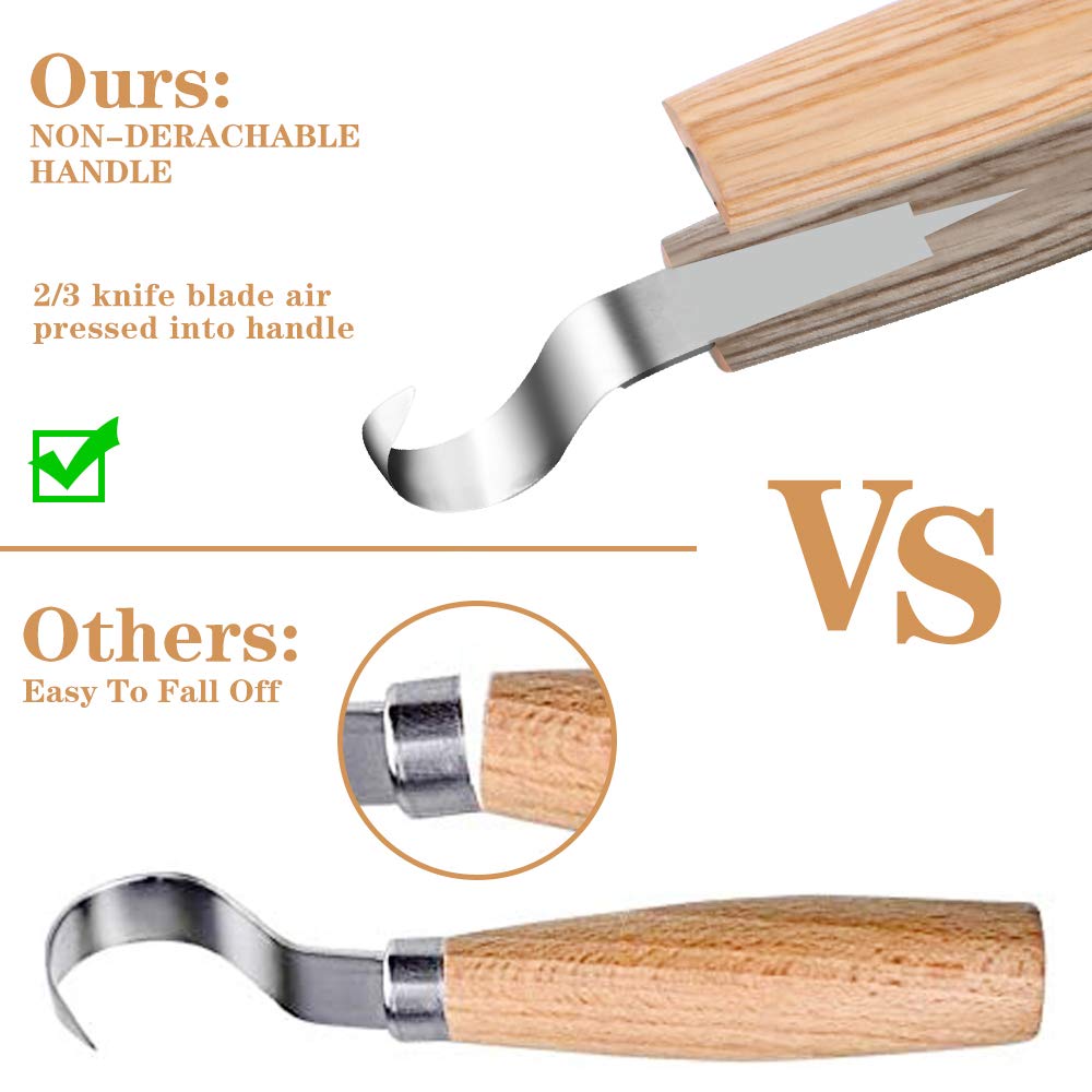 Juego de herramientas 6 en 1 para tallar madera para principiantes, incluye cuchillo Whittling, cuchillo de tallar, guantes resistentes a los cortes, cuchillos para tallar la madera
