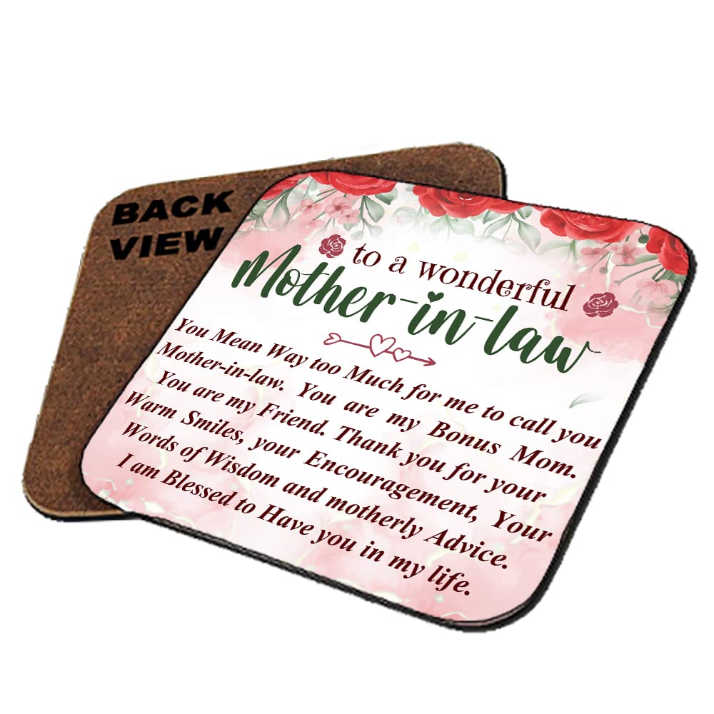 Getagift Square Shaped Coaster Mothers Day, Mother-In-Law I Am Blessed To Have You In My Life Birthday, Christmas Tableware, Coffee/Tea/Drink Coaster. (Square Shaped Coaster)