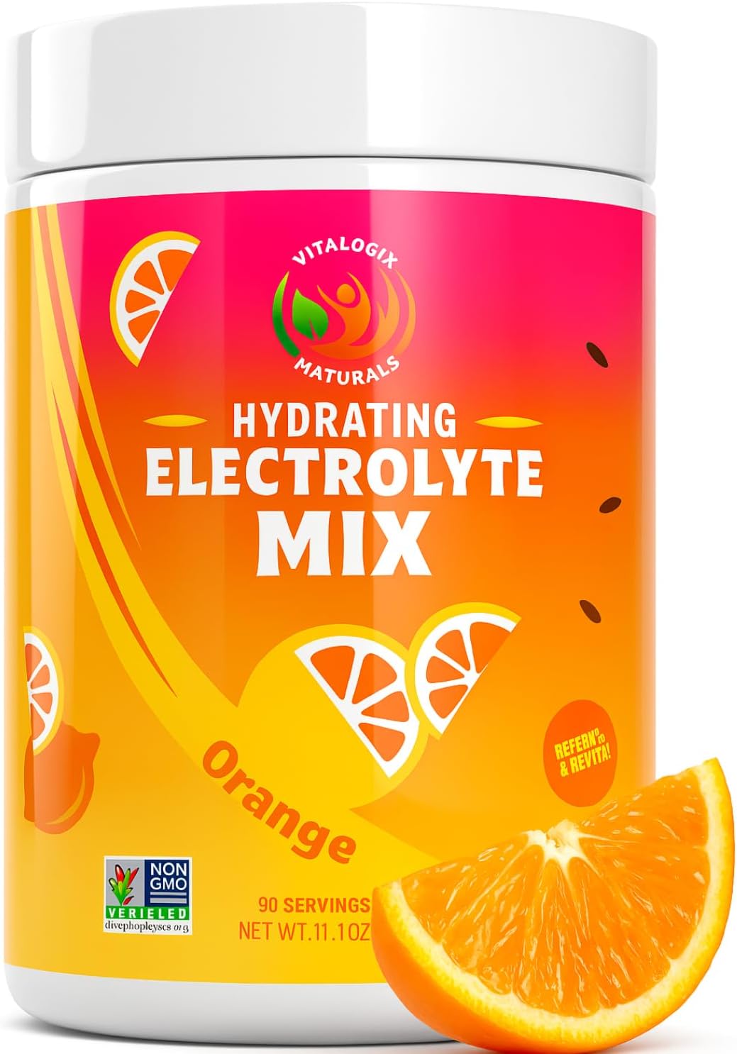 (Best By24/03/30)Electrolyte Powder – Zero Sugar Orange Hydration Mix | 90 Servings | Keto, Vegan, Gluten-Free | Natural Electrolytes for Muscle Recovery, Energy & Cramp Support | for Women, Runners, Athletes