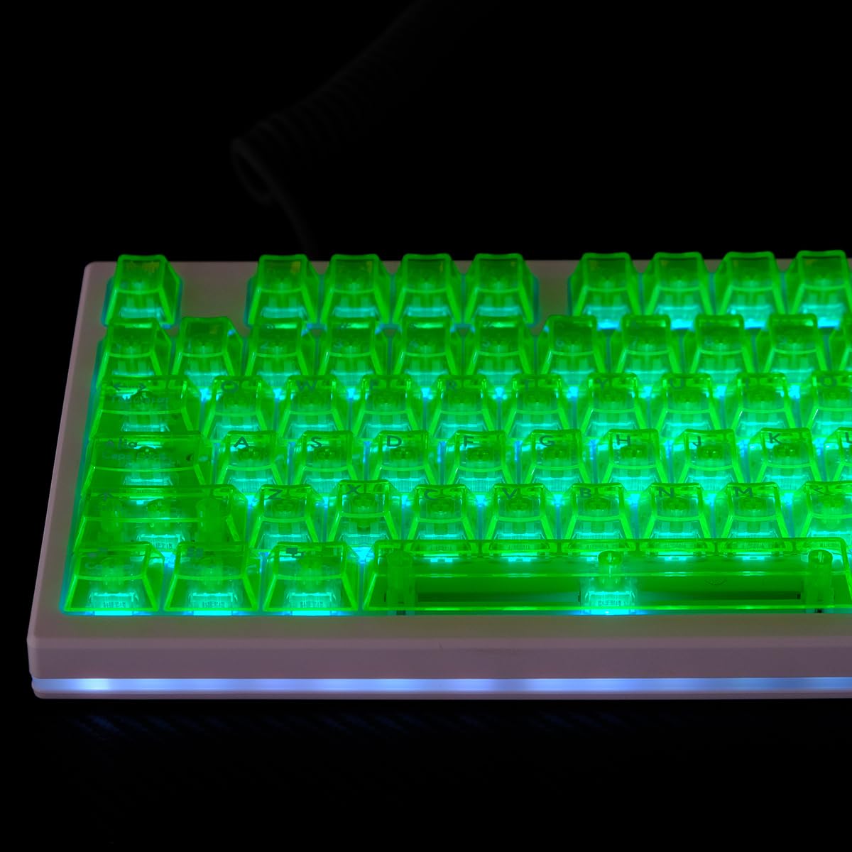Lot de 114 Touches Transparentes pour Clavier mécanique Cherry MX, Profil Cherry, Vert Vif et Transparent
