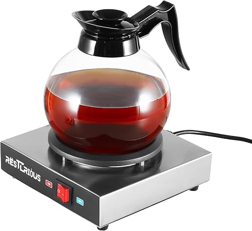 Miniatura 8 de Restlrious Calentador de café comercial de doble quemador, plato calentador, calentador portátil de acero inoxidable para decantador de vidrio