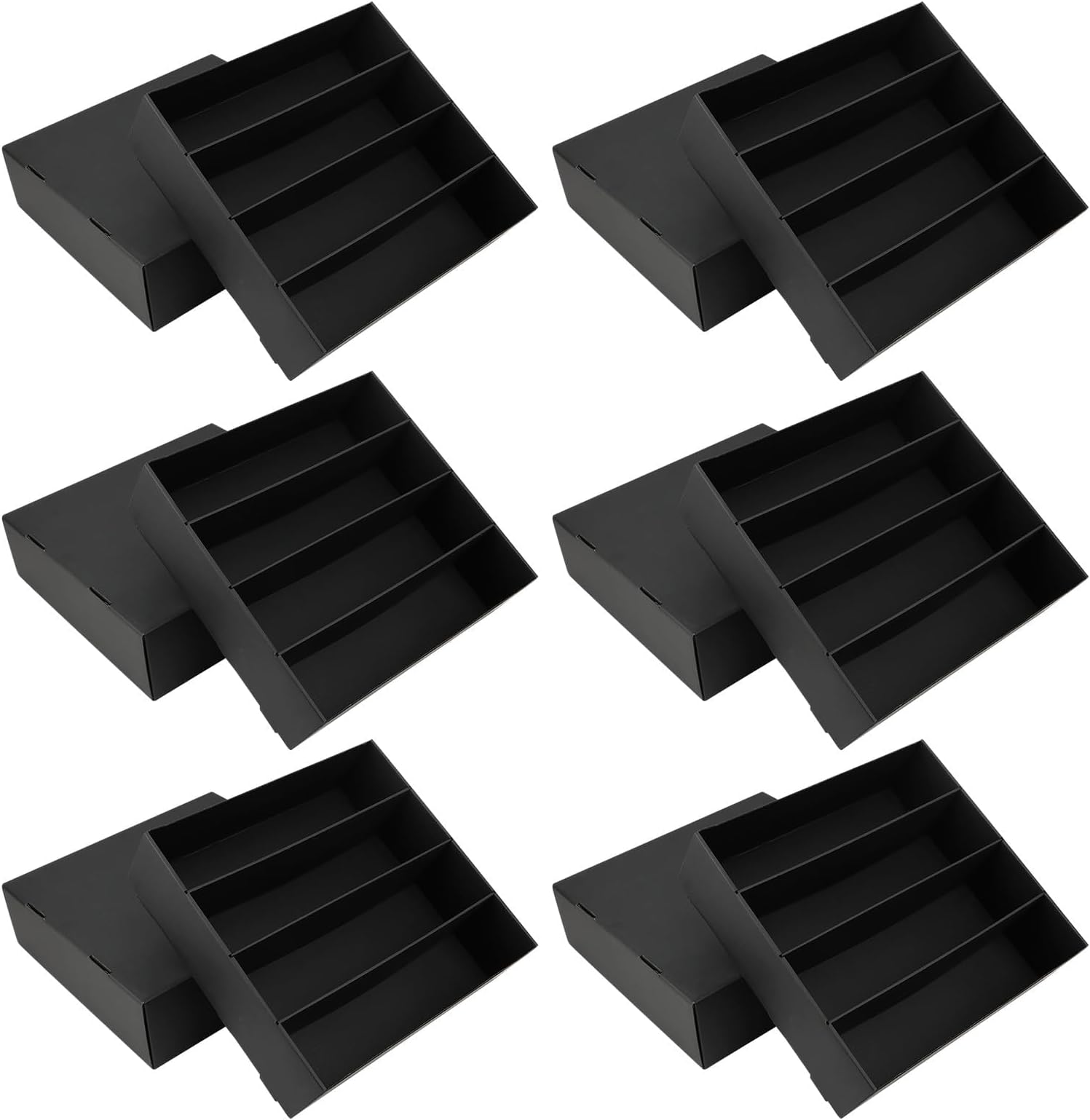 HIMOMO 6 Pack Trading Card Storage Box, 3120 Count Card Storage Box Black Sports Card Storage Boxes Trading Card Organizer Box for Storing Protecting and Organizing Soccer Basketball Game Cards