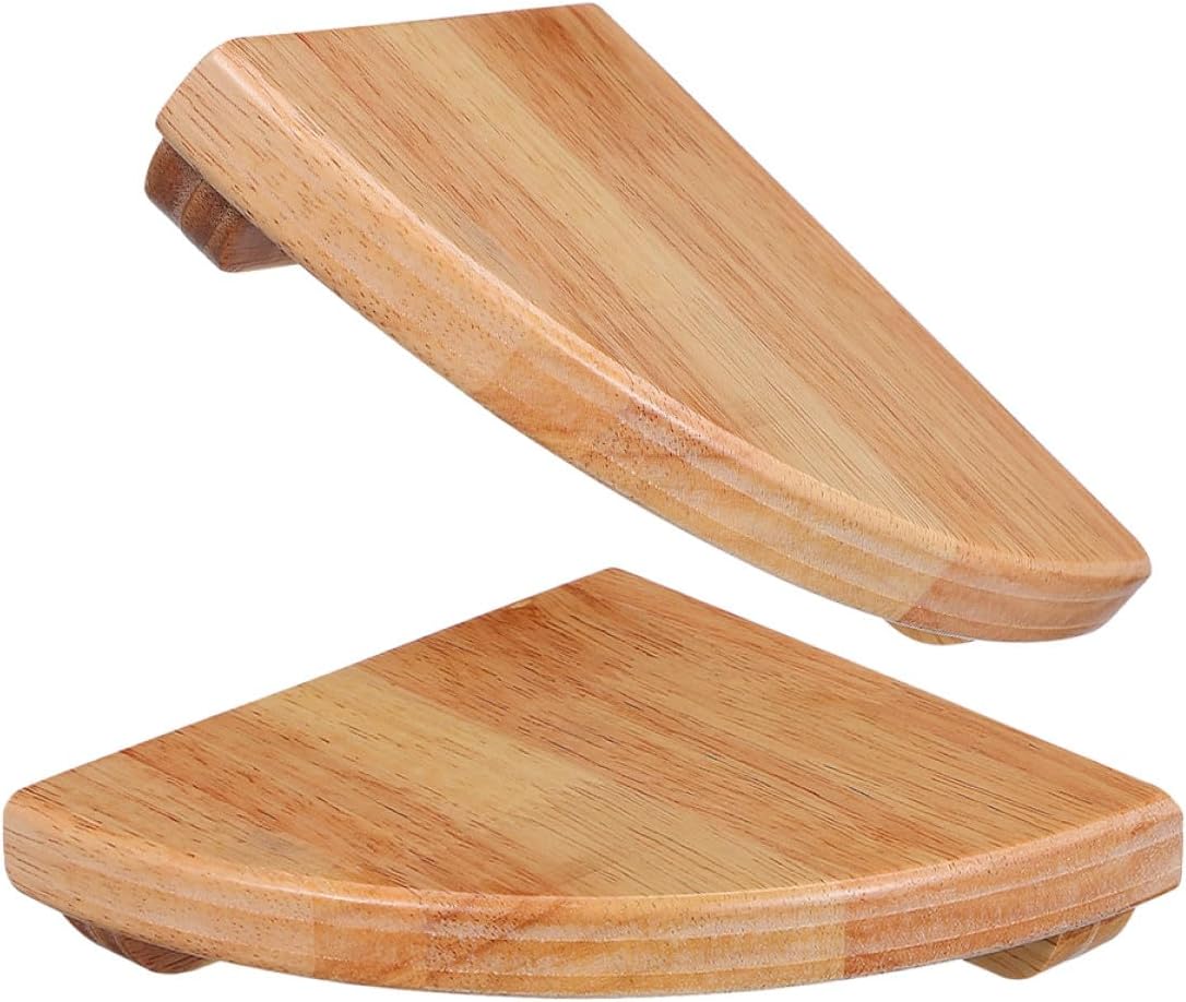 2pcs 6-inch Rubber Wood Fan-Shaped Corner Hanging Shelves Wall-Mounted Storage Rack for Bathroom Bedroom Office Small Space Organization