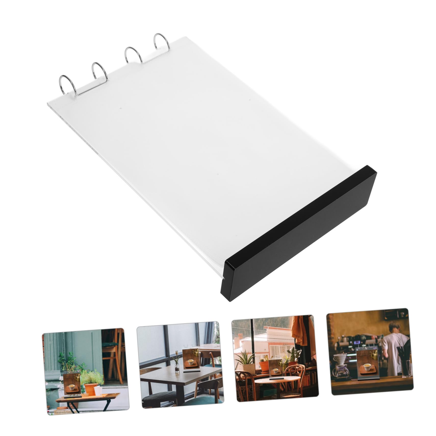 Cabilock Portamenús para Mesa de Acrílico Negro de 6 Páginas, Doble Cara | Pvc E Hierro, 12 Caras Fundas para Tarjetas, para Cafeterías y Banquetes