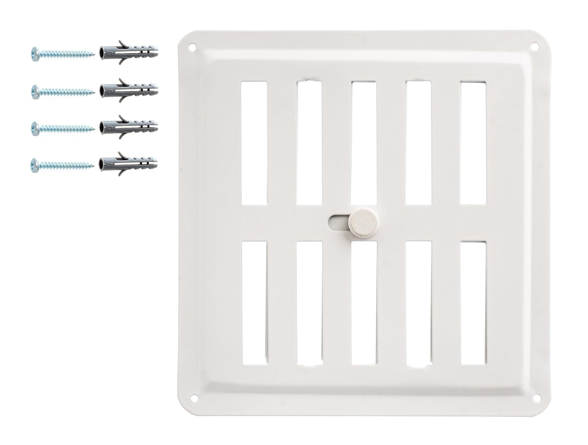 Demlou White - Ral 9016 Adjustable Metal Ventilation Grille 15X15 Cm – Square Galvanized Steel Powder Coated, Open-Close Airflow Control For Walls Ceilings Fireplaces Stoves – White Ral9016.
