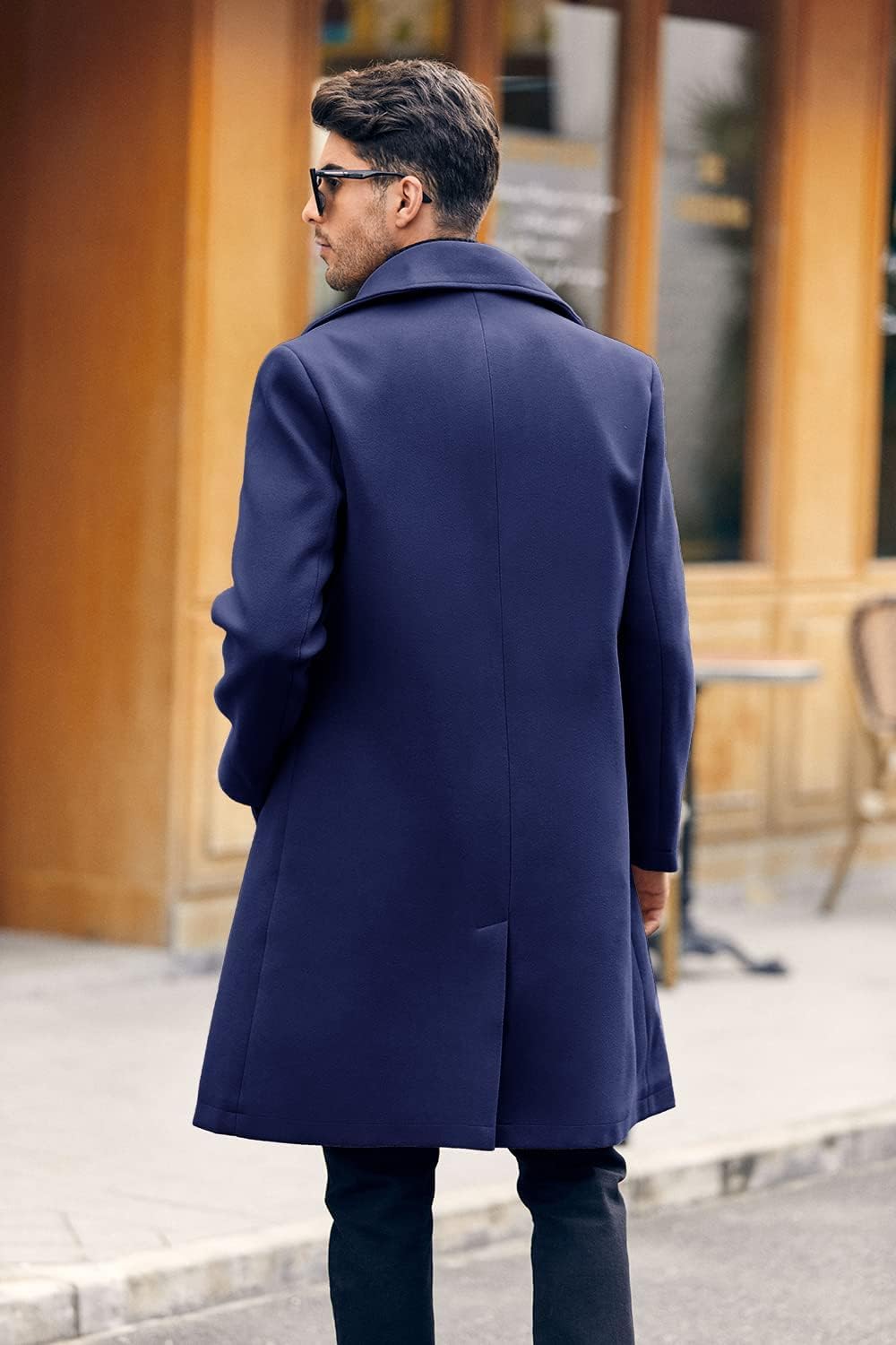 Trench Doppio Petto da Uomo Cappotto Casual con Colletto a Risvolto Business Inverno Cappotti Lunghi