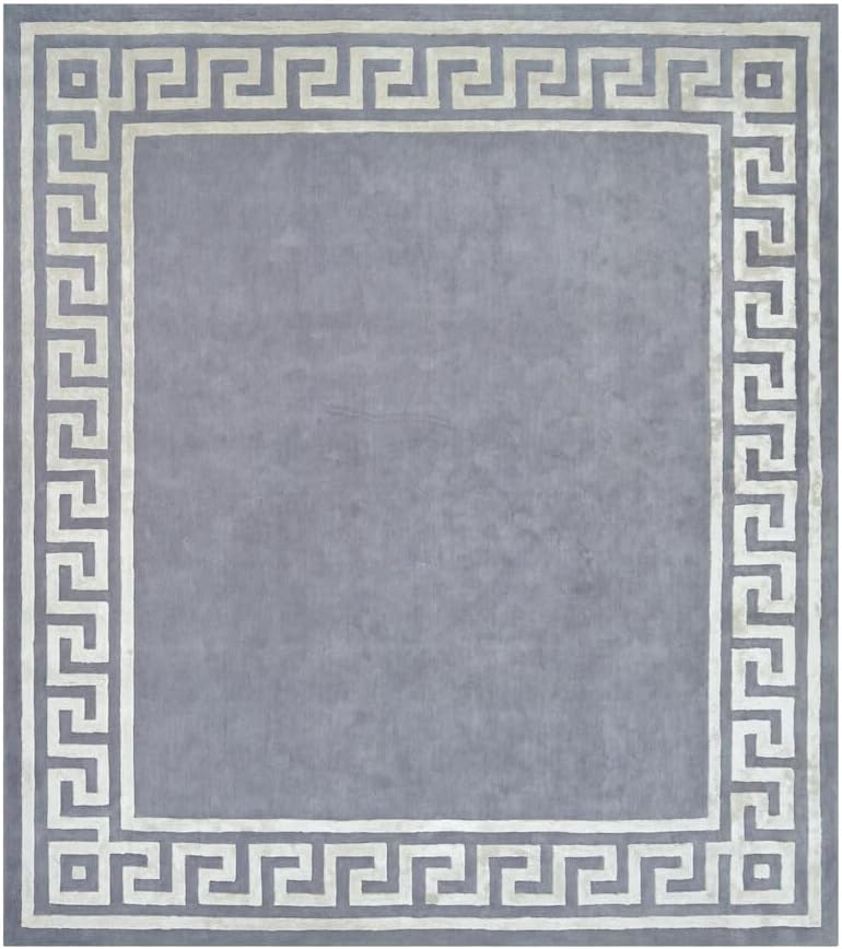 Hand Tufted Light Grey and Ivory Rectangular Wool 46 Pounds Modern Abstract Living Room Area Rug 8.0x10.0
