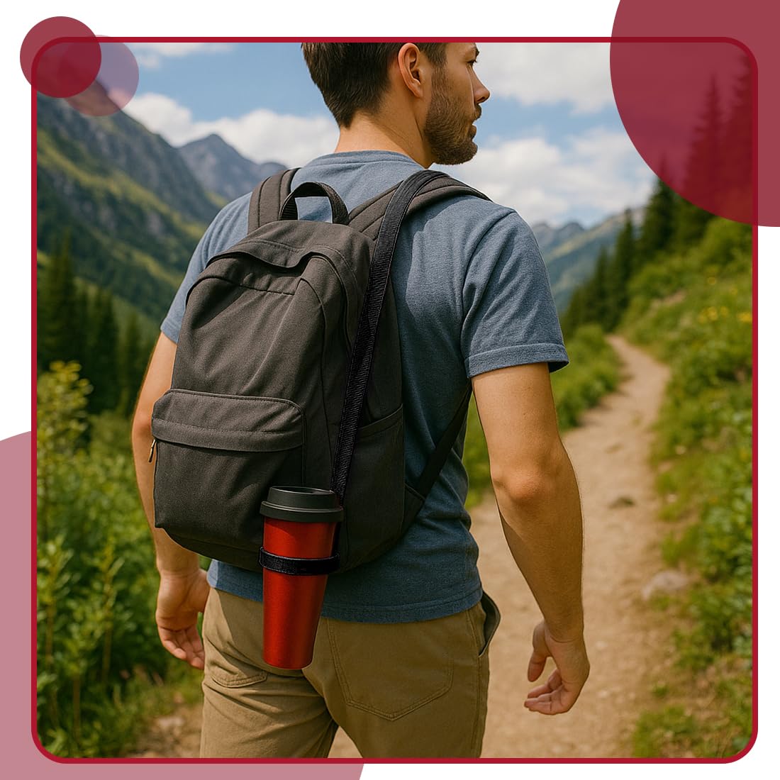 4 PCS Portavasos de Cerveza y Refrescos,con Correas 4, Portavasos de Cerveza Reutilizables para Festivales, Conciertos y Eventos al Aire Libre, Negro