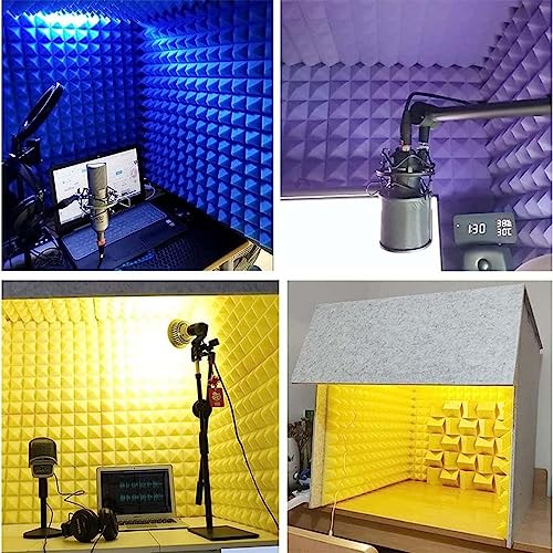 Studio de bureau avec microphone et cabine insonorisée nomade