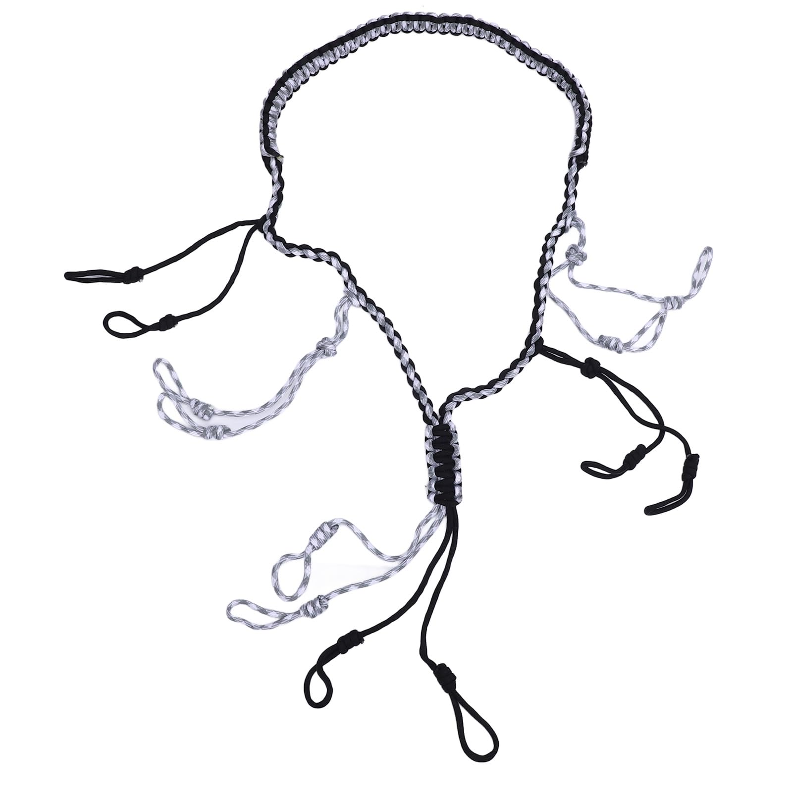 Cordino per richiamo per anatre, portatile, in paracord intrecciato di nylon con anelli per attività all'aperto. (Nera)