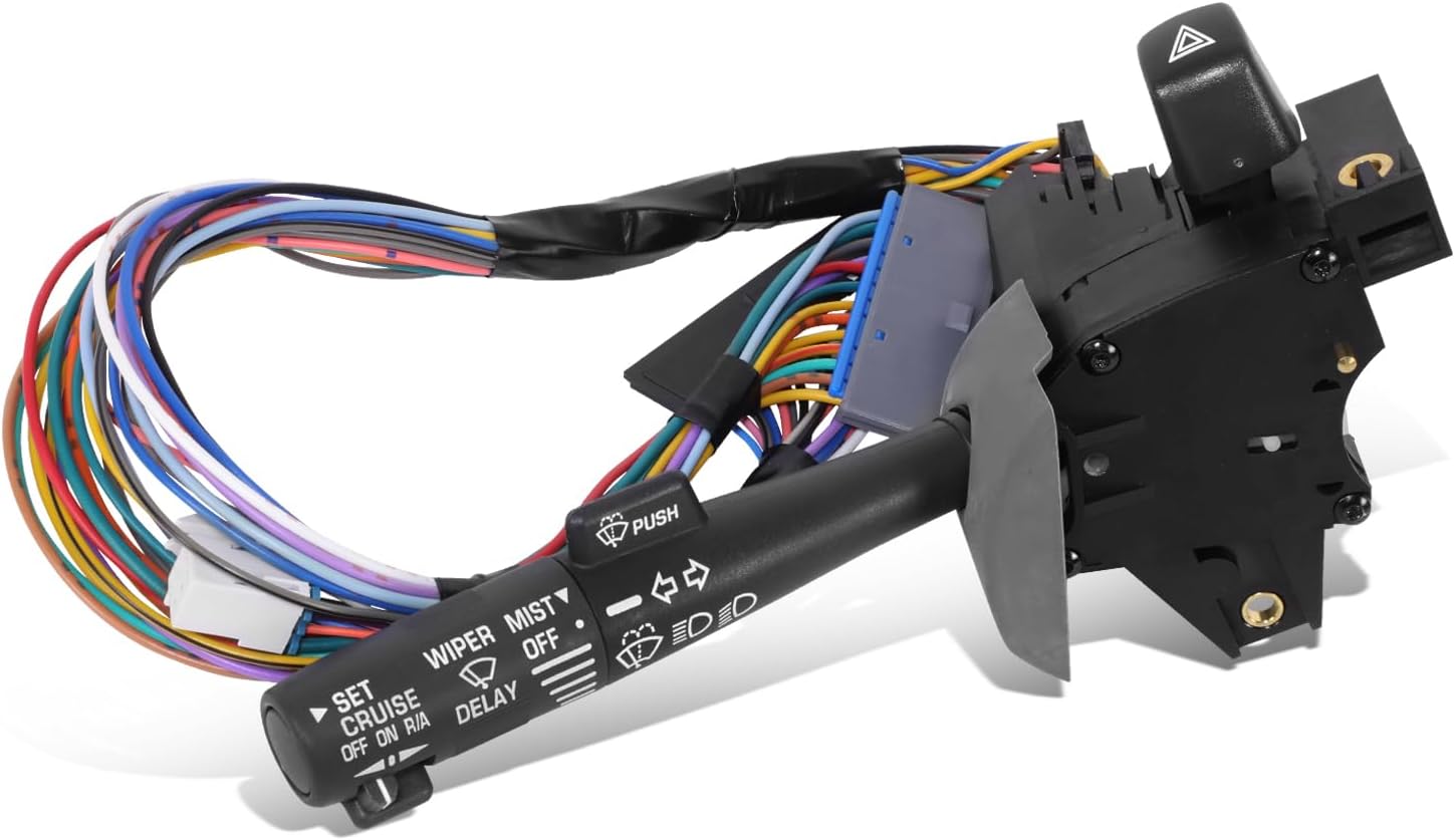 Auto Dynasty Factory Style Multi-Function Combination Switch Assembly Compatible with Pontiac Grand Prix 2000-2003, Driver Left Side, Black