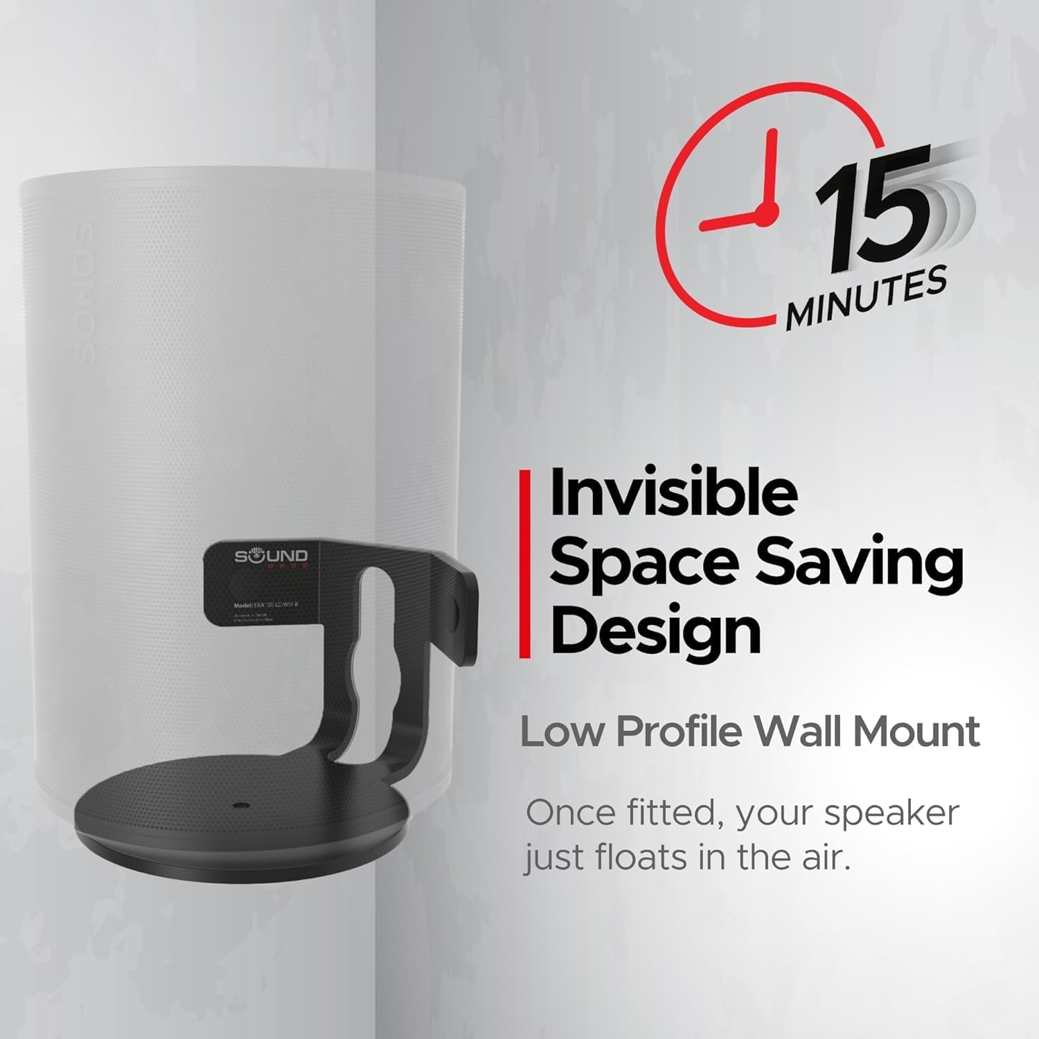 Sound Bass ERA100 Corner Wall Mount Bracket - Low Profile, Black, Single (1pc), Complete with All Mounting Hardware Compatible with Sonos ERA 100 Speaker - Image 3