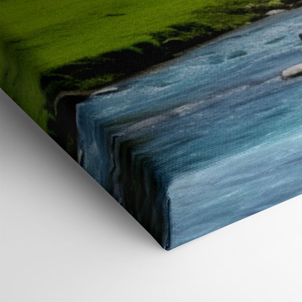 Canvas for Living room. Serenity Flows in the Meadow Where Horses Graze.CODE_HERE, 27 x 18 inch Canvas Wall Art - Expansive Panoramas - Nature Home Decor