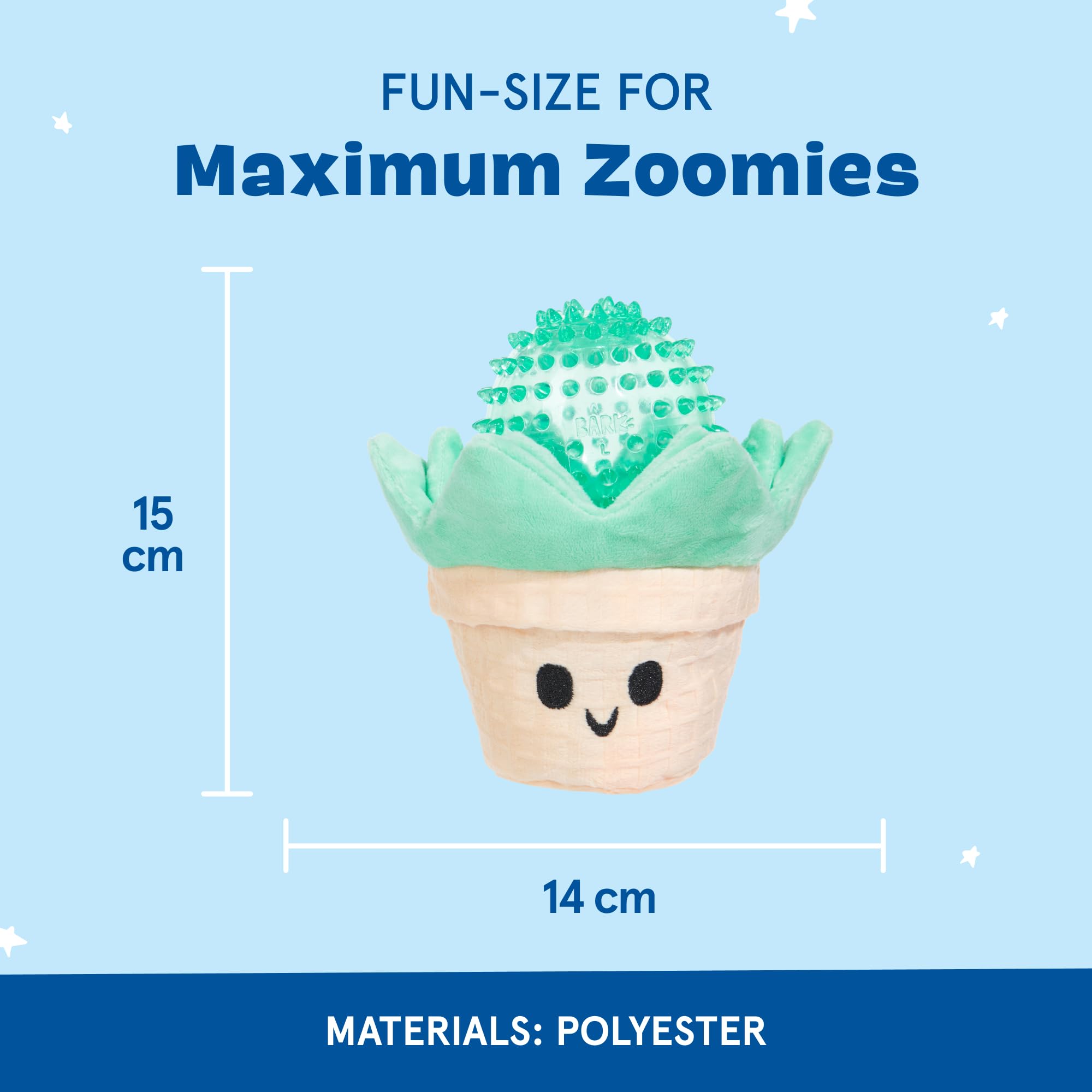 BARK Dog Toy Suki Succulent 2 In 1 Toy for Dogs Plush Cactus with Spiky Squeaker Ball, Whip-N-Flip Leaves, Crazy Crinkle - Image 3