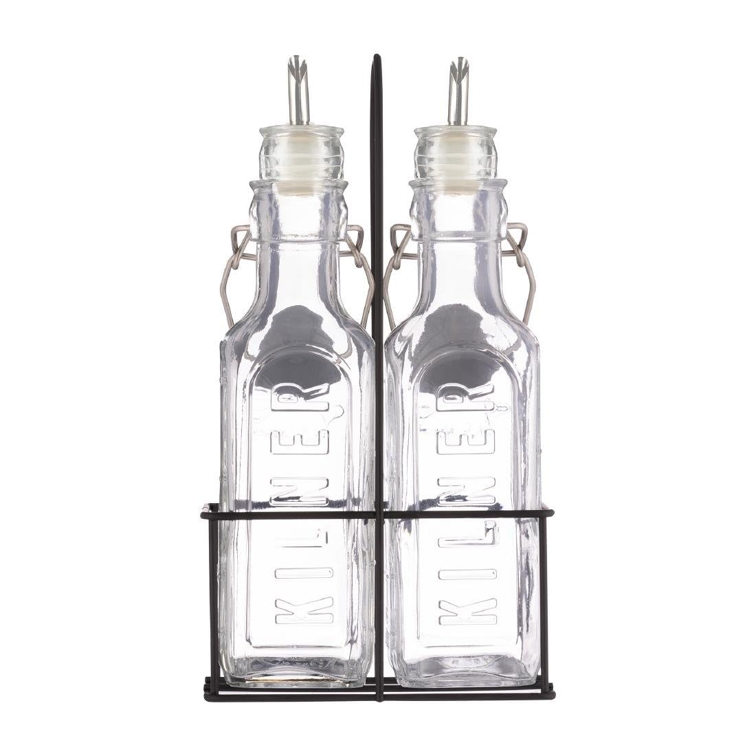 Kilner Oil Bottles and Metal Rack, 0.3 Ltr, Pack 2