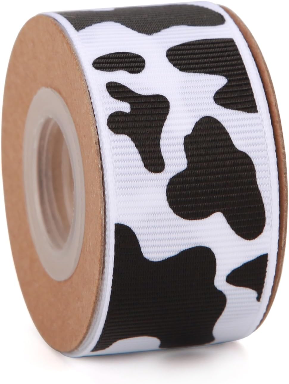 Meseey Cow Print Grosgrain Ribbon Set, 4 Widths (3/8", 5/8", 1", 1-1/2"), 20 Yards Total, Black & White Cow Pattern Ribbon for Hair Bows, Crafts & Party Decor