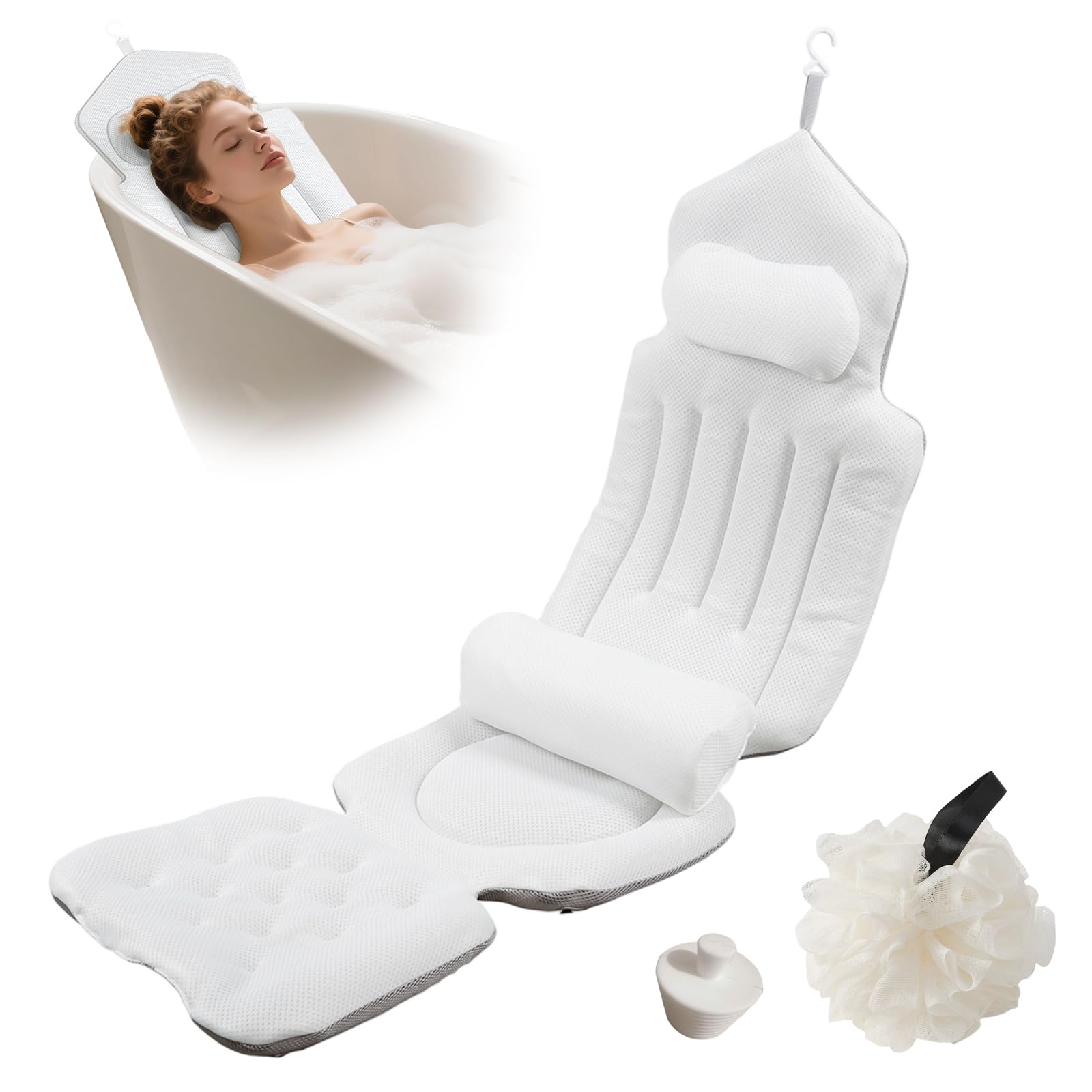 Coussin de Bain Complet pour Le Corps - avec Appui-tête - Support Lombaire