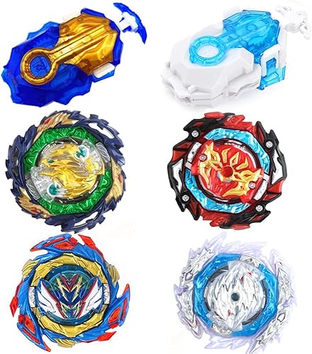 Twueivw Bey Battling Top Burst Launcher - Juego de cuchillas de juguete de agarre para niños niños de 6 8 y 10 años juego con 4 giroscopios de