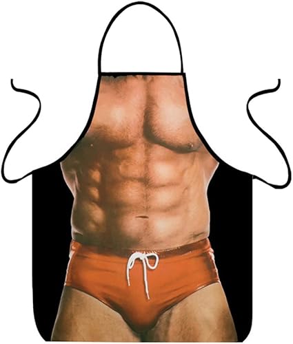 Miniatura 2 de VIPbuy Juego de 2 delantales de cocina ajustables con diseño de hombre desnudo y bikini para parejas, regalos novedosos