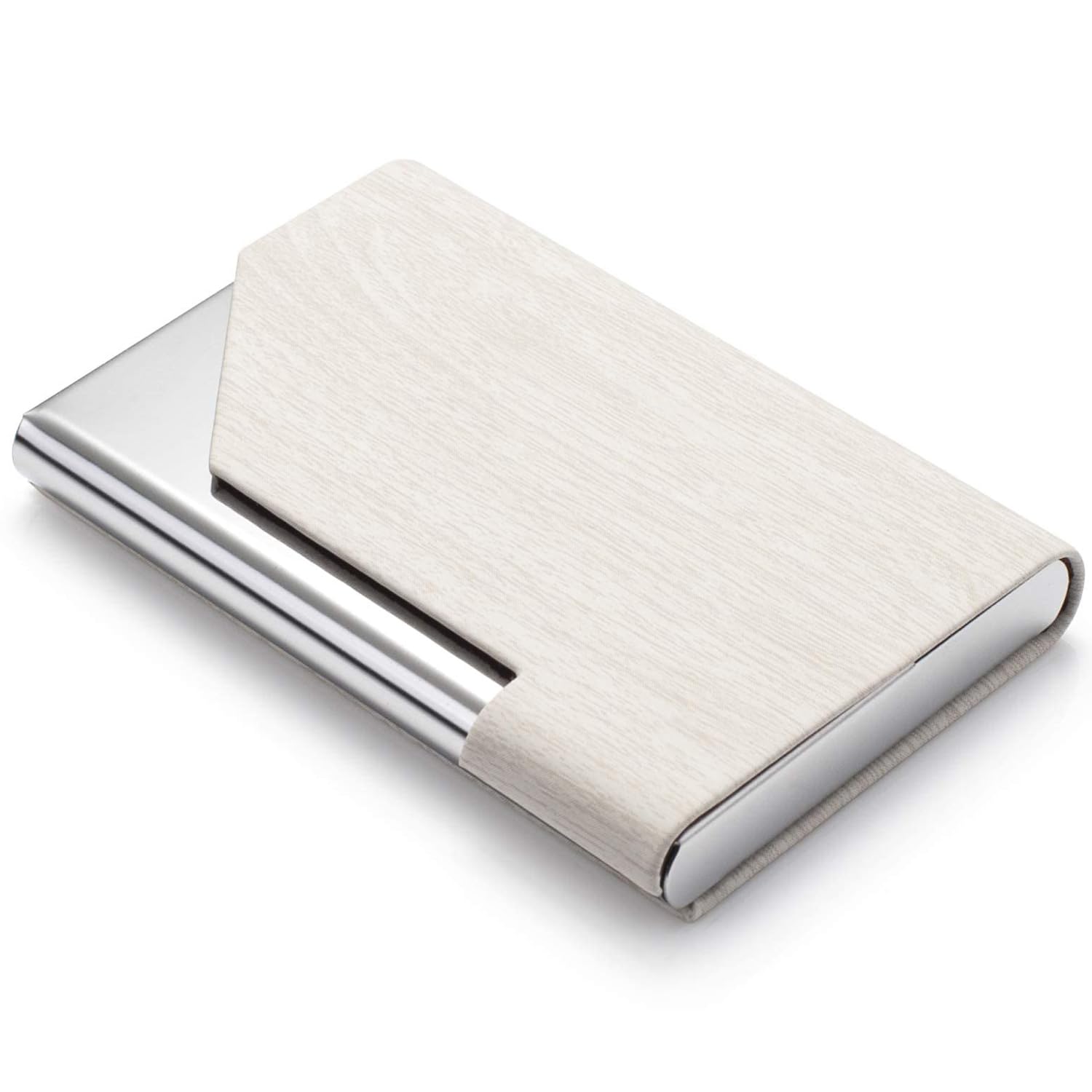 X spring Business Card Holder, PU Leather Business Card Case with Magnetic Shut, Stainless Steel Multi Card Case for Men and Women, Business Name Card Holder for Credit Card and Wallet Pocket