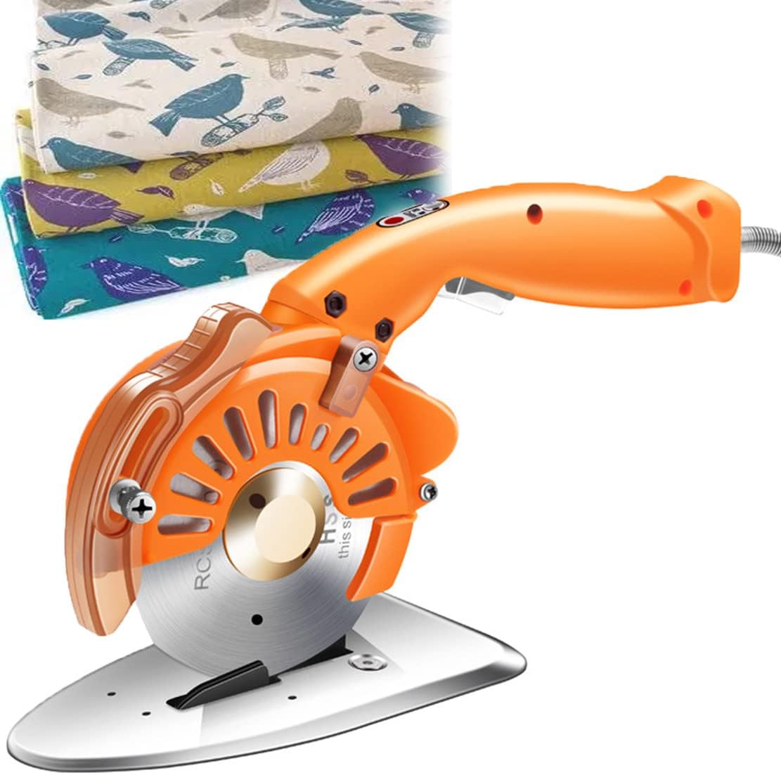 Electric Rotary Cutter for Fabric with Safety Lock, Hand-Held Fabric Cutting Machine, Automatic Sharpening Function,for Textile, Leather, Paper Cutting,125C-4.5Cm-4.5cm