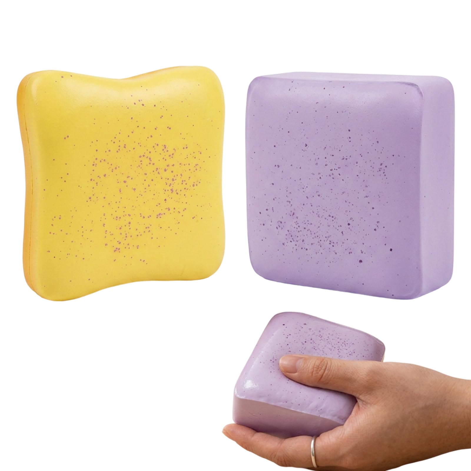 2 PCS Toast Squishy Set, Bread Squishy, Bread Slow Rising Squishys with Butter Toast & Taro Paste Milk Brick Styles, Soft Squishys for Daily Leisure & Decoration